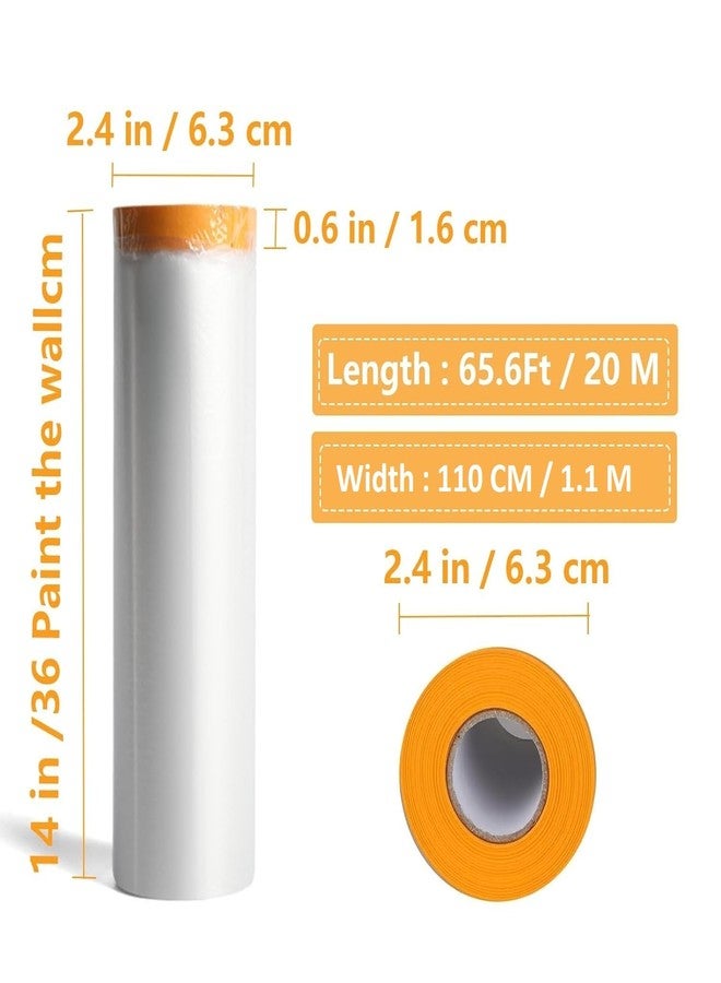 Delzon Plastic Dust Sheet Rolls with Tape, 1.1 x 20M Transparent Masking Film Rolls Self-Adhesive Dust Paint Protective - Image 3